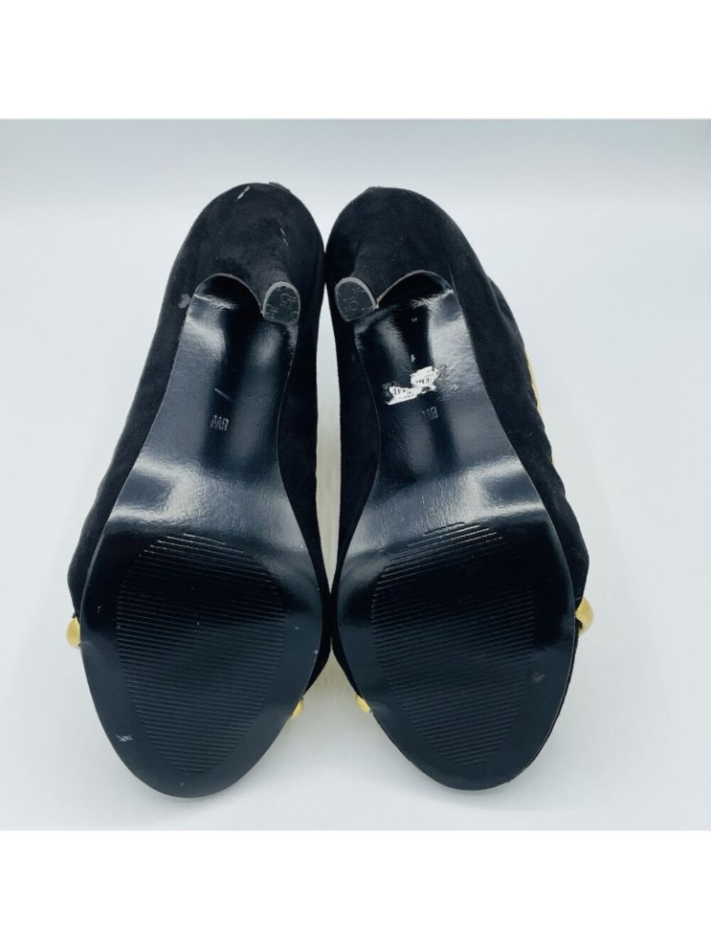 Torrid Shoes Womens Size 8 Wide Black Gold Ankle Booties Heels Zip Peep Toe - Picture 9 of 12